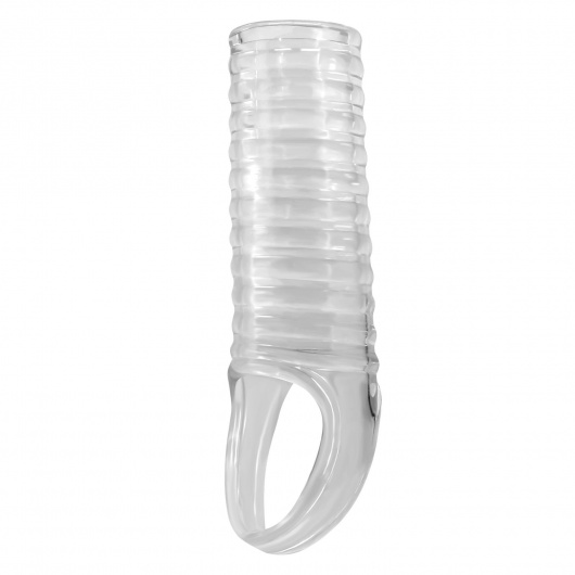 Прозрачная насадка на пенис с ребрышками и подхватом мошонки - Baile - в Архангельске купить с доставкой