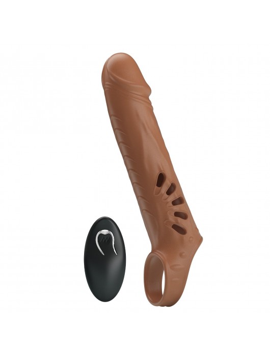 Коричневая вибронасадка с подхватом мошонки и пультом ДУ - Baile - в Архангельске купить с доставкой