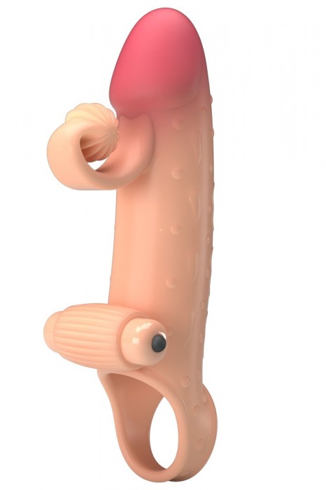Телесная вибронасадка на пенис с подхватом мошонки - 20 см. - Baile - в Архангельске купить с доставкой
