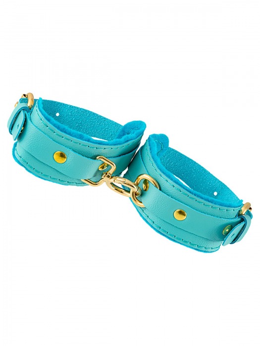 Голубые двуслойные кожаные оковы - Pecado - купить с доставкой в Архангельске