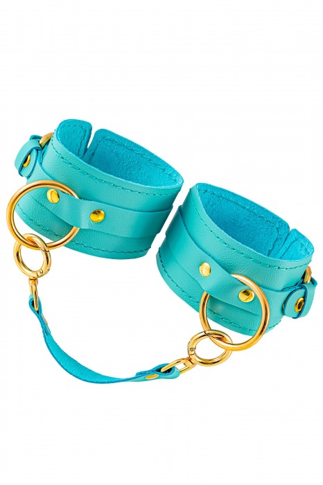 Голубые однослойные кожаные оковы - Pecado - купить с доставкой в Архангельске