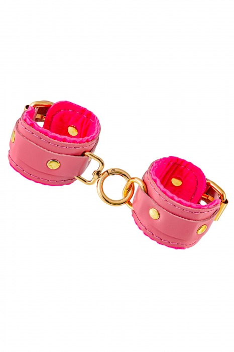 Розовые двуслойные кожаные наручники-браслеты - Pecado - купить с доставкой в Архангельске