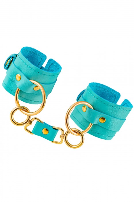 Голубые однослойные кожаные наручники - Pecado - купить с доставкой в Архангельске