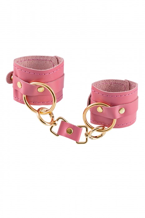 Розовые однослойные кожаные наручники - Pecado - купить с доставкой в Архангельске