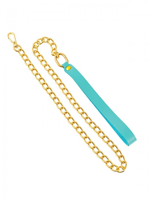 Голубой кожаный поводок с карабином для ошейника - 80 см. - Pecado - купить с доставкой в Архангельске