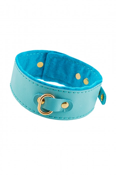 Голубой двуслойный кожаный ошейник с подкладкой из фетра - Pecado - купить с доставкой в Архангельске