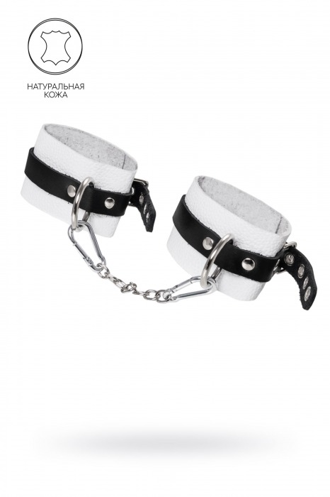 Бело-черные мягкие оковы с одним ремешком и люверсами - Pecado - купить с доставкой в Архангельске