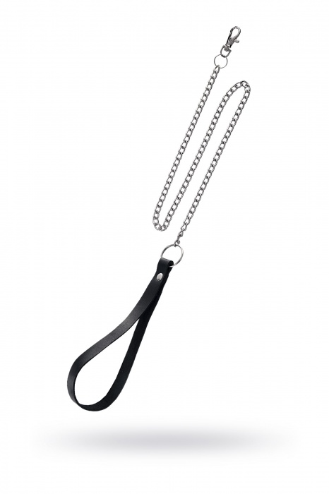 Поводок с ручкой из черной натуральной кожи и карабином для ошейника - Pecado - купить с доставкой в Архангельске