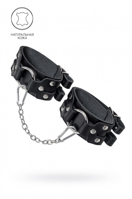 Черные кожаные оковы с двумя ремешками - Pecado - купить с доставкой в Архангельске