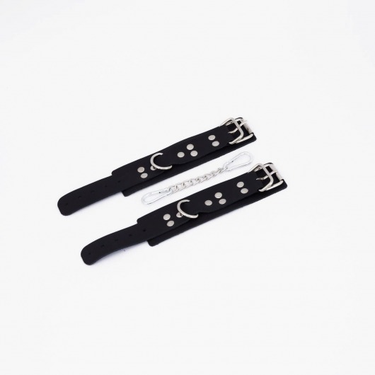 Черные кожаные наручники с регулируемыми ремешками - Crazy Handmade - купить с доставкой в Архангельске