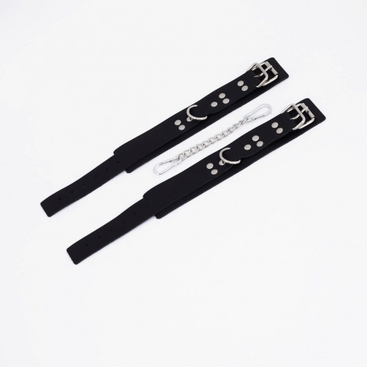 Черные кожаные оковы с регулируемыми ремешками - Crazy Handmade - купить с доставкой в Архангельске