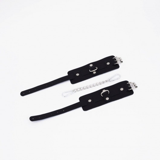 Черные кожаные оковы с хромированной фурнитурой - Crazy Handmade - купить с доставкой в Архангельске