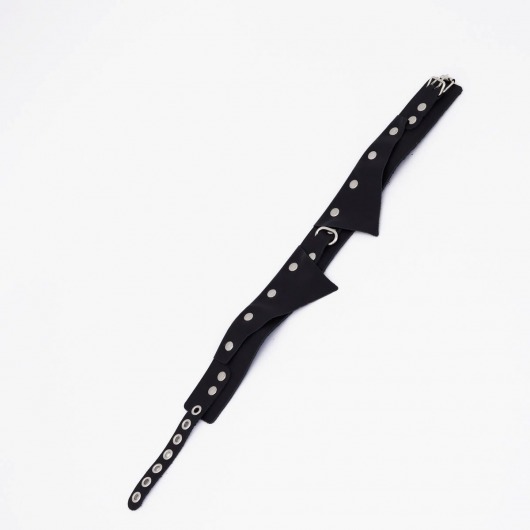 Черный однослойный кожаный ошейник с имитацией воротничка - Crazy Handmade - купить с доставкой в Архангельске