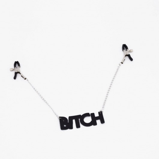 Зажимы на соски с кожаной подвеской Bitch - Crazy Handmade - купить с доставкой в Архангельске