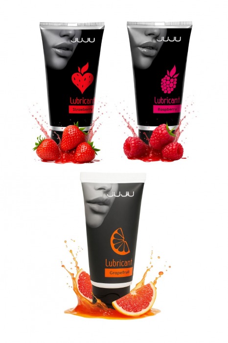 Набор из 3 съедобных лубрикантов JUJU (клубника, малина, грейпфрут) - JuJu - купить с доставкой в Архангельске