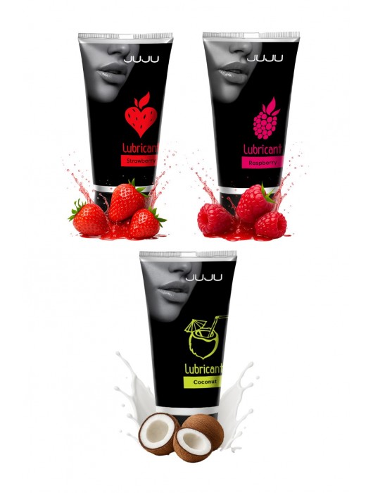 Набор из 3 съедобных лубрикантов JUJU (клубника, малина, кокос) - JuJu - купить с доставкой в Архангельске