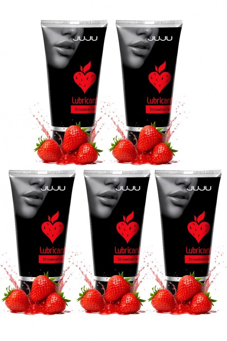 Набор из 5 съедобных лубрикантов JUJU со вкусом клубники - JuJu - купить с доставкой в Архангельске