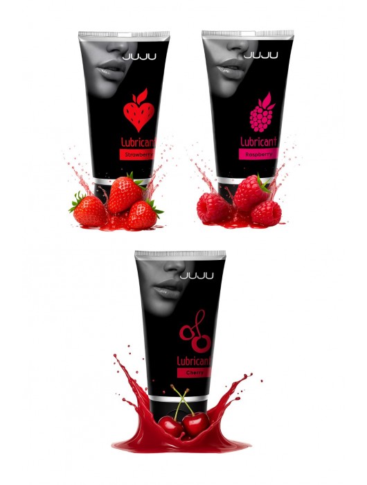 Набор из 3 съедобных лубрикантов JUJU (клубника, малина, вишня) - JuJu - купить с доставкой в Архангельске