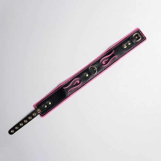 Черно-розовый ошейник с золотистой фурнитурой - Crazy Handmade - купить с доставкой в Архангельске