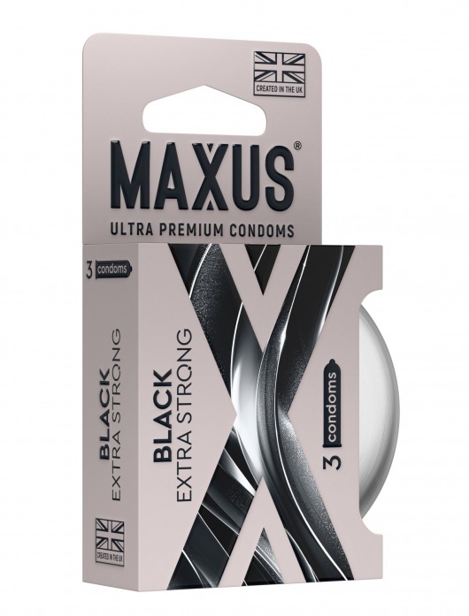 Черные утолщенные презервативы MAXUS Extra Strong с железным кейсом - 3 шт. - Maxus - купить с доставкой в Архангельске