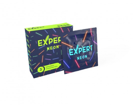 Светящиеся в темноте презервативы Expert Neon - 3 шт. - Expert - купить с доставкой в Архангельске