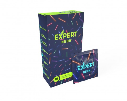 Светящиеся в темноте презервативы Expert Neon - 15 шт. - Expert - купить с доставкой в Архангельске