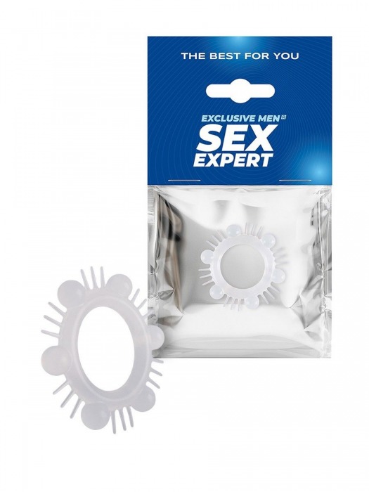 Эластичное эрекционное кольцо с шипиками и шариками - Sex Expert - в Архангельске купить с доставкой