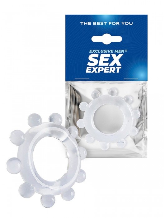 Прозрачное эрекционное кольцо со стимулирующими шариками - Sex Expert - в Архангельске купить с доставкой