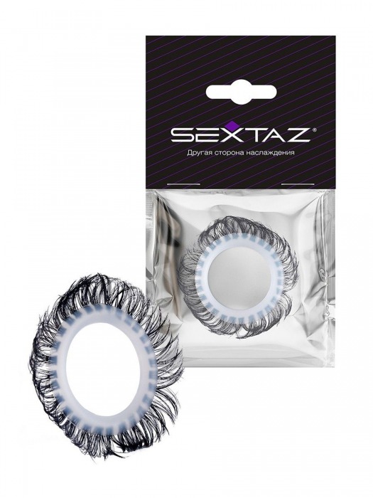 Эластичное эрекционное колечко с черными «ресничками» - Sextaz - в Архангельске купить с доставкой