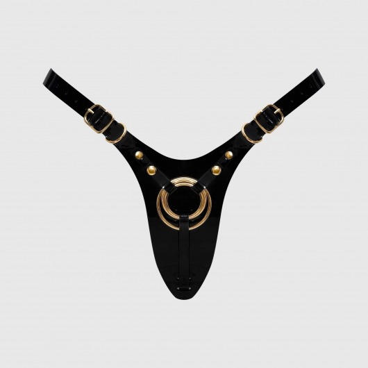 Черный пояс для фиксации насадок Strap-On-Me Leatherette Harness Fabulous - Strap-on-me - купить с доставкой в Архангельске