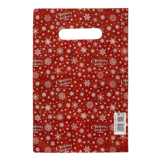 Красный подарочный новогодний пакет с вырубной ручкой (20х30 см) - Сима-Ленд - купить с доставкой в Архангельске