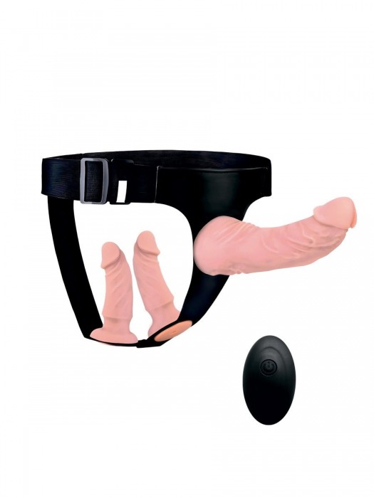 Женский страпон с 3 насадками и вибрацией - Erowoman-Eroman - купить с доставкой в Архангельске