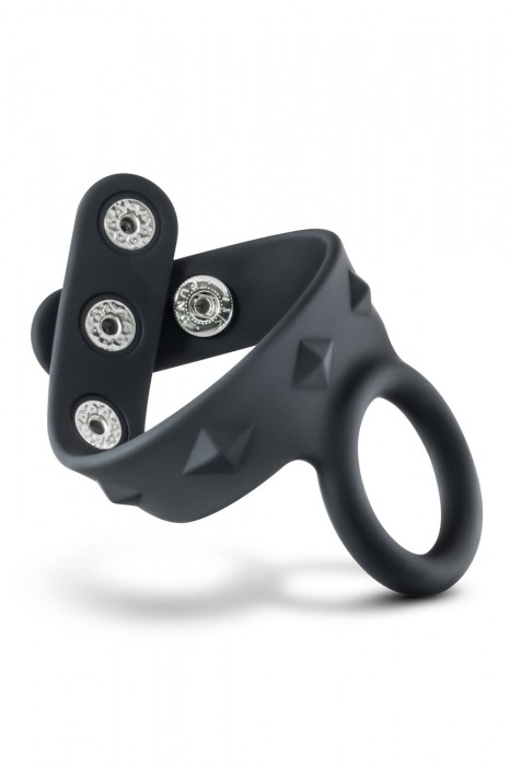 Черное эрекционное кольцо с подхватом мошонки на кнопках VS6 - Blush Novelties - в Архангельске купить с доставкой