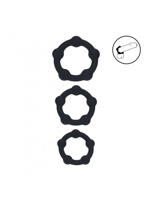 Набор из 3 эрекционных колец Beaded Silicone Cockring Set - Shots Media BV - в Архангельске купить с доставкой