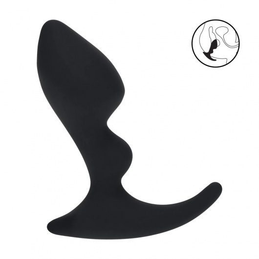 Черная анальная пробка для массажа простаты Double Ripple Silicone Prostate Massager - Shots Media BV - в Архангельске купить с доставкой