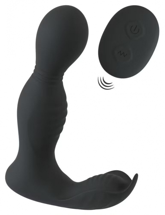 Черная анальная пробка с вибрацией, вращением и пультом ДУ RC Butt Plug with 2 Functions - Orion - в Архангельске купить с доставкой