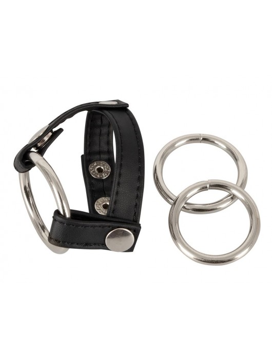 Подхват для мошонки с 3 съемными эрекционными кольцами Leder-Riemen - Orion - в Архангельске купить с доставкой