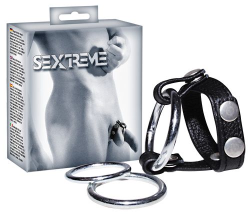 Подхват для мошонки с 3 съемными эрекционными кольцами Leder-Riemen - Orion - в Архангельске купить с доставкой