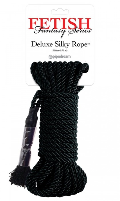 Черная веревка для фиксации Deluxe Silky Rope - 9,75 м. - Pipedream - купить с доставкой в Архангельске