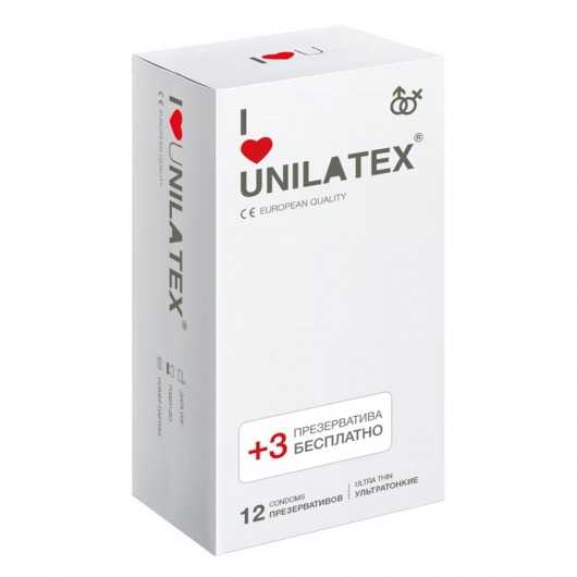 Ультратонкие презервативы Unilatex Ultra Thin - 12 шт. + 3 шт. в подарок - Unilatex - купить с доставкой в Архангельске