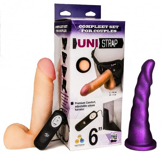 Вибрострапон с двумя насадками UniStrap - 18 и 18 см. - LOVETOY (А-Полимер) - купить с доставкой в Архангельске