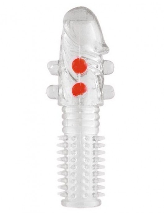 Гелевая прозрачная насадка с шариками и шипами - 14 см. - Toyfa Basic - в Архангельске купить с доставкой