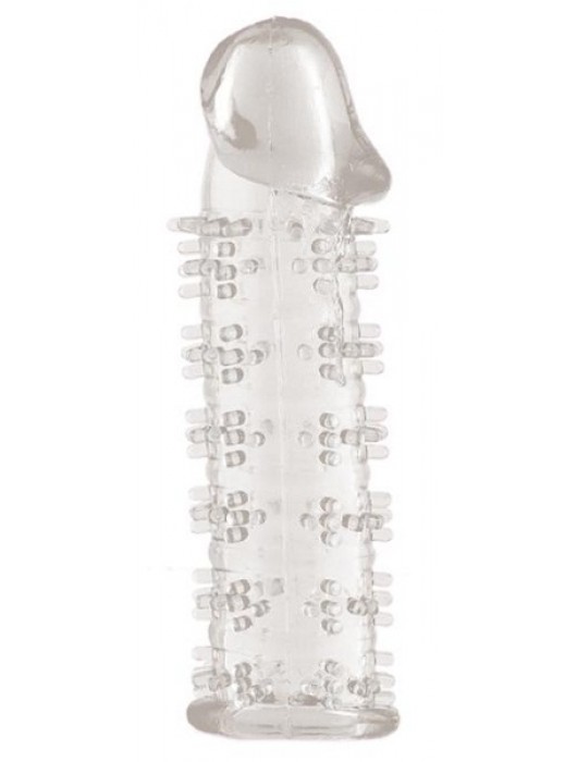 Гелевая прозрачная насадка с шипами - 12 см. - Toyfa Basic - в Архангельске купить с доставкой
