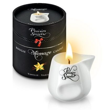 Массажная свеча с ароматом ванили Bougie Massage Gourmande Vanille - 80 мл. - Plaisir Secret - купить с доставкой в Архангельске