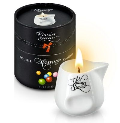 Массажная свеча с ароматом бубль-гума Bougie de Massage Gourmande Bubble Gum - 80 мл. - Plaisir Secret - купить с доставкой в Архангельске