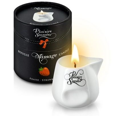 Массажная свеча с ароматом клубники Bougie de Massage Gourmande Fraise - 80 мл. - Plaisir Secret - купить с доставкой в Архангельске