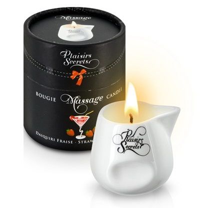 Массажная свеча с ароматом клубничного дайкири Bougie de Massage Daikiri Fraise - 80 мл. - Plaisir Secret - купить с доставкой в Архангельске