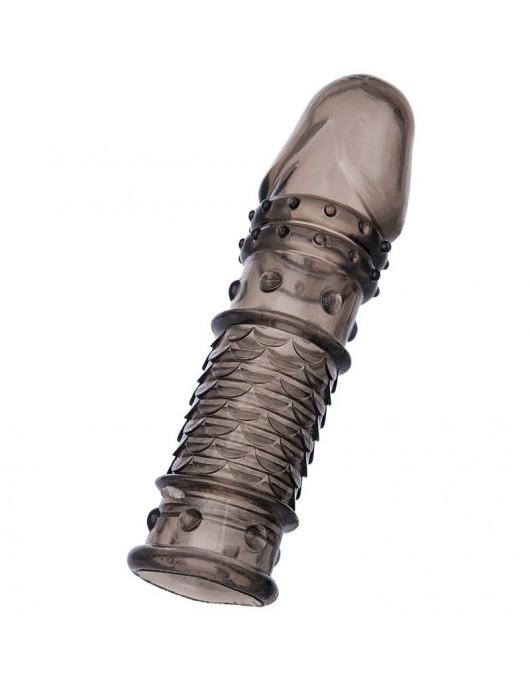 Дымчатая закрытая насадка ToyFa XLover с чешуйками и пупырышками - 13,5 см. - ToyFa - в Архангельске купить с доставкой