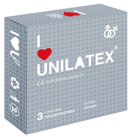 Презервативы с точками Unilatex Dotted - 3 шт. - Unilatex - купить с доставкой в Архангельске