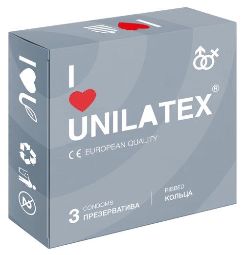 Презервативы с рёбрами Unilatex Ribbed - 3 шт. - Unilatex - купить с доставкой в Архангельске